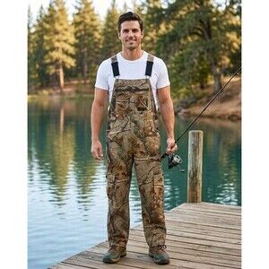 Liberty Men Realtree AP Camo Bib Camp Hunting Overalls 32 Reg Distressed Flaws​